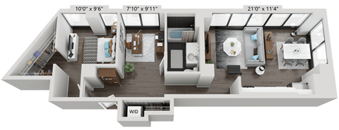 1 Bed 1 Bath  Floor Plan | 817 Sq. Ft. at The Montrose Apartments in Chicago, IL